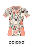 Floral Pug Love - Medical Scrub