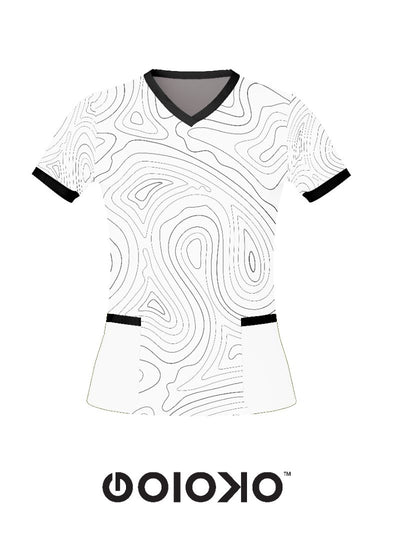 Black & White Topographic- Medical Scrub