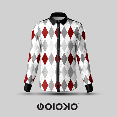 Multicolored Diamond- Men's Formal Satin Shirt