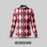 Pink Brown Diamond- Men's Formal Satin Shirt