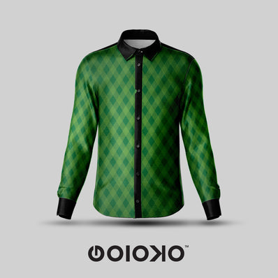 Green Diamond- Men's Formal Satin Shirt