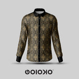 Gold Baroque - Men's Formal Satin Shirt