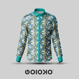 Floral Teal- Men's Formal Satin Shirt