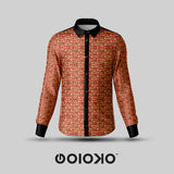 Red Gold Baroque - Men's Formal Satin Shirt
