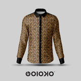 Black Gold Baroque- Men's Formal Satin Shirt