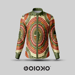Africa Multicolor Tribal- Men's Formal Satin Shirt