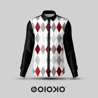 Multicolored Diamond Black- Men's Formal Satin Shirt