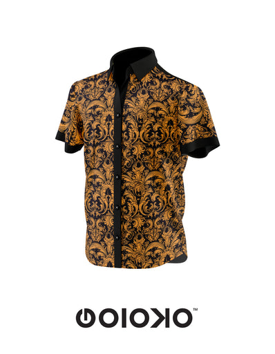 Orange Baroque Mens Short Sleeve Shirt