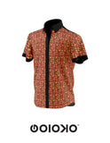 Gold Red Baroque Mens Short Sleeve Shirt