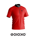 Red with Black accents - Mandarin Collar Polo T-shirt