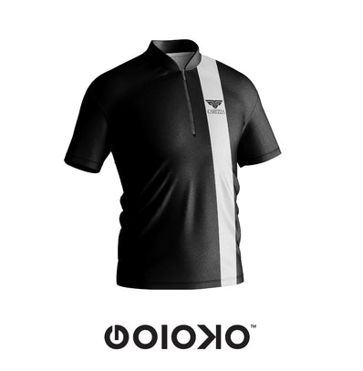 White Stripe - Mandarin Collar Polo T-shirt