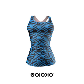 Blue Black Pattern Weave - Body Fit Tank Top