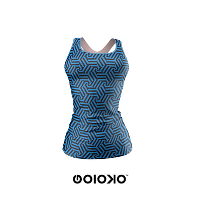 Blue Black Pattern Weave - Body Fit Tank Top