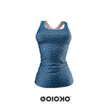 Blue Black Pattern Weave - Body Fit Tank Top