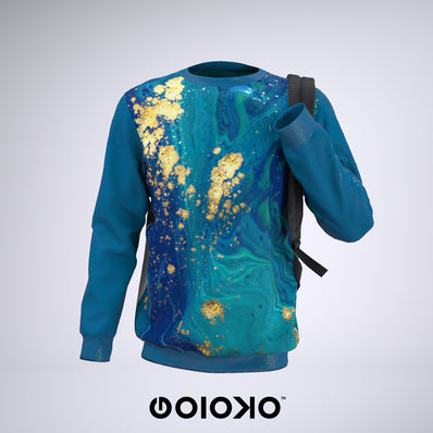 Teal Blue Marble - Sweatshirt