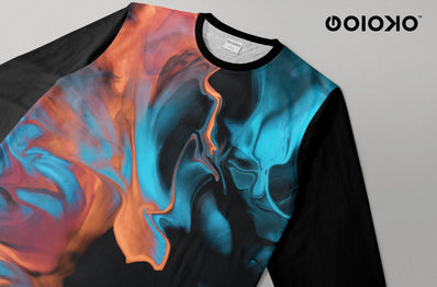Orange Blue Marble - Long Sleeve T-Shirt