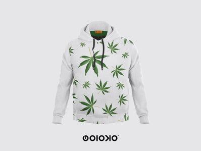 Green and White Leaves - Hoodie