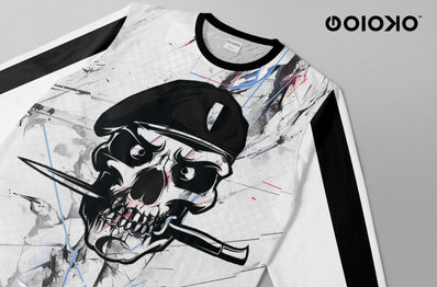 Marble Pirate Skull - Long Sleeve T-Shirt