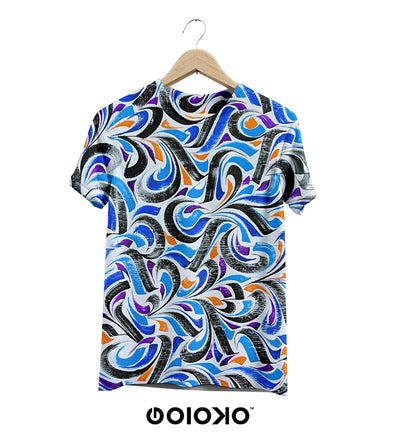 Blue Orange Swirls - Short Sleeve T-Shirt