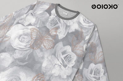 White Grey Flowers - Long Sleeve T-Shirt