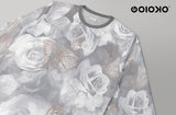 White Grey Flowers - Long Sleeve T-Shirt