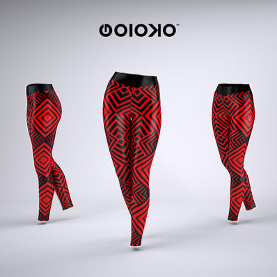 Full Red Diamonds - Sports Leggings