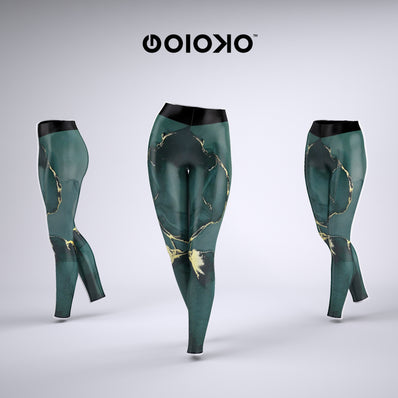 Green Marble - Sports Leggings