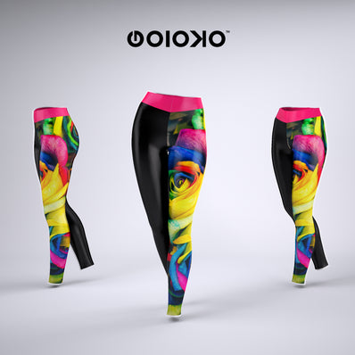 Black Spectrum Rose - Sports Leggings