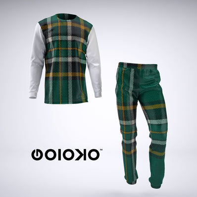 Green Burberry - Mens 2 Piece Pajama Set