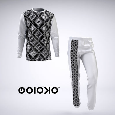 White Baroque - Mens 2 Piece Pajama Set