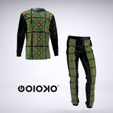 Army Green Baroque - Mens 2 Piece Pajama Set