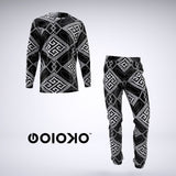 B&W Baroque Diamond - Mens 2 Piece Pajama Set