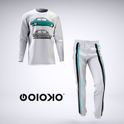 Teal Black Cars - Mens 2 Piece Pajama Set