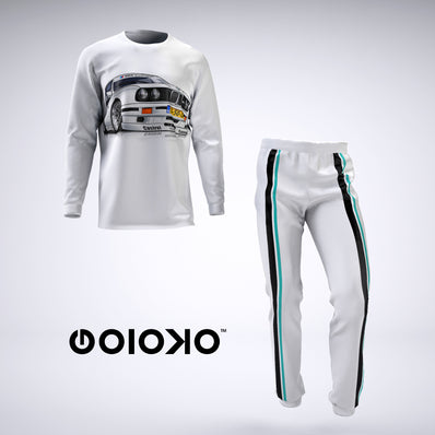 Teal Black Stripe Cars - Mens 2 Piece Pajama Set