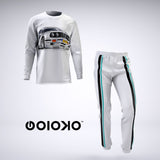 Teal Black Stripe Cars - Mens 2 Piece Pajama Set