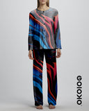 Burnt Orange Marble - Ladies Silk PJ