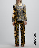Black and Gold Baroque - Ladies Silk PJ