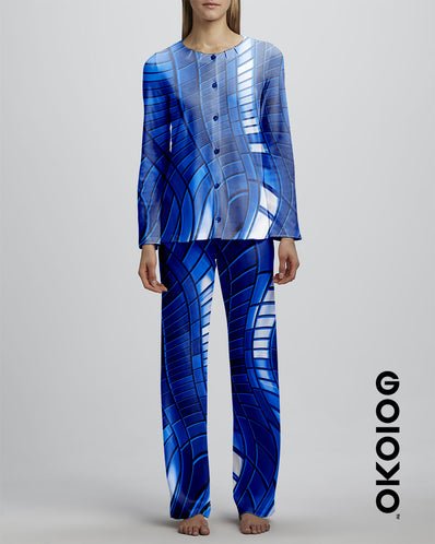 Blue Synthentic - Ladies Silk PJ