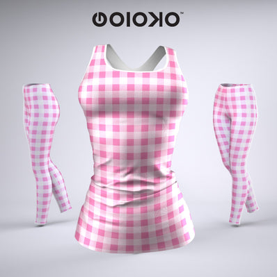 Pink Checked- Ladies Gym Set