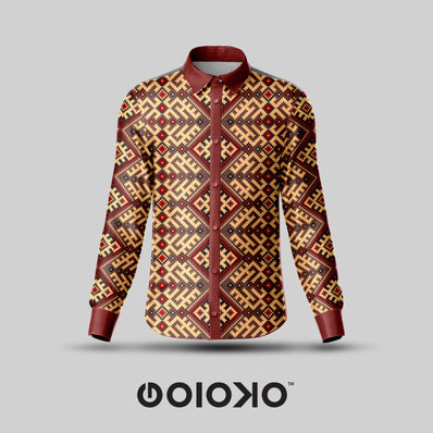 African Brown Tribal - Men's Formal Satin Shirt